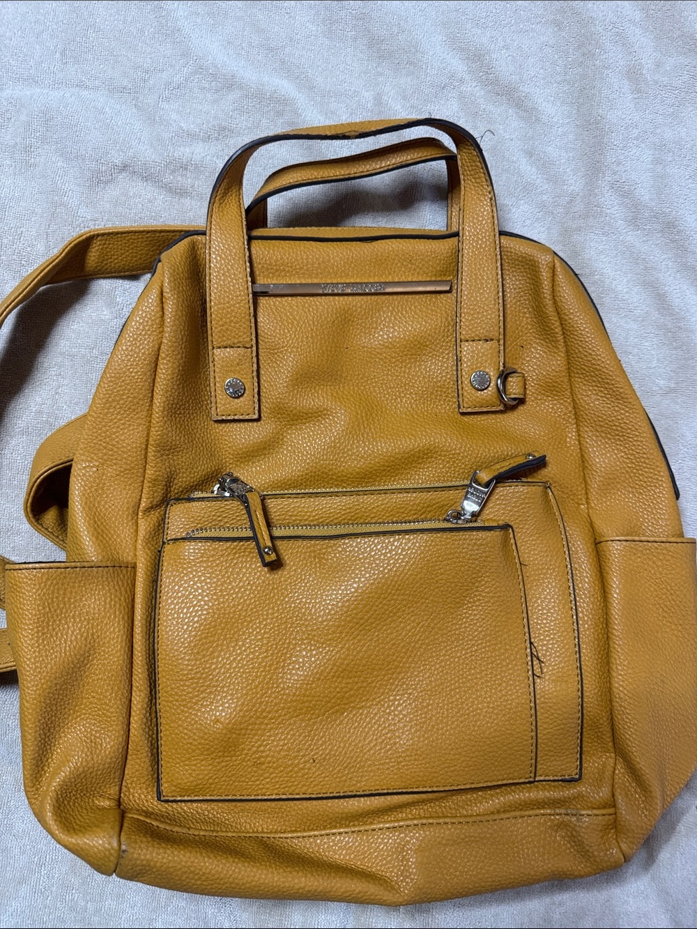 Steve Madden Mustard Yellow Faux Leather Backpack Tote
